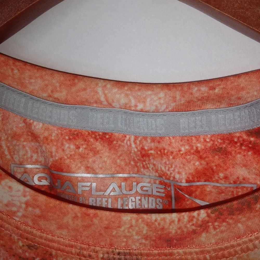 Reel Legends Aquaflauge S Fishing Orange Rash Guard Top - Picture 9 of 9